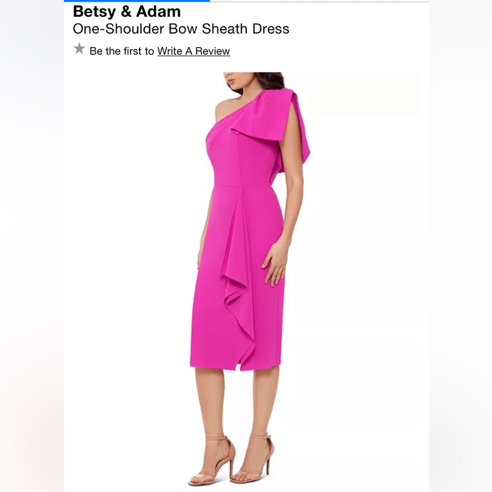 Betsy & Adam One shoulder Bow Sheath Dress - Picture 4 of 7
